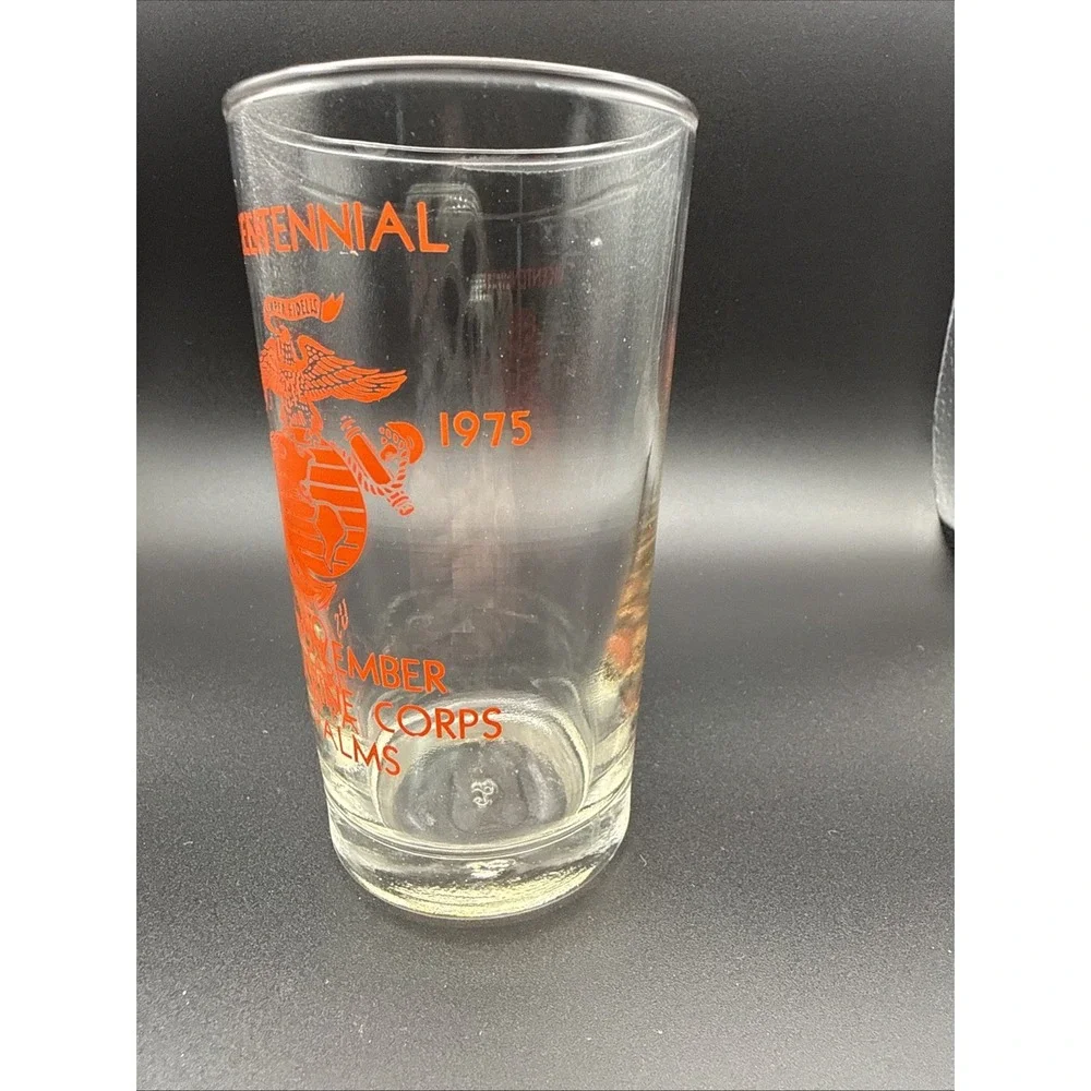 Vintage USMC Marine Corps Bicentennial Glass 1775-1975 29 Palms 10 November